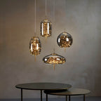 Brown Glass Pendant Light Fixture - Modern Design for Dining Room & Kitchen Lighting