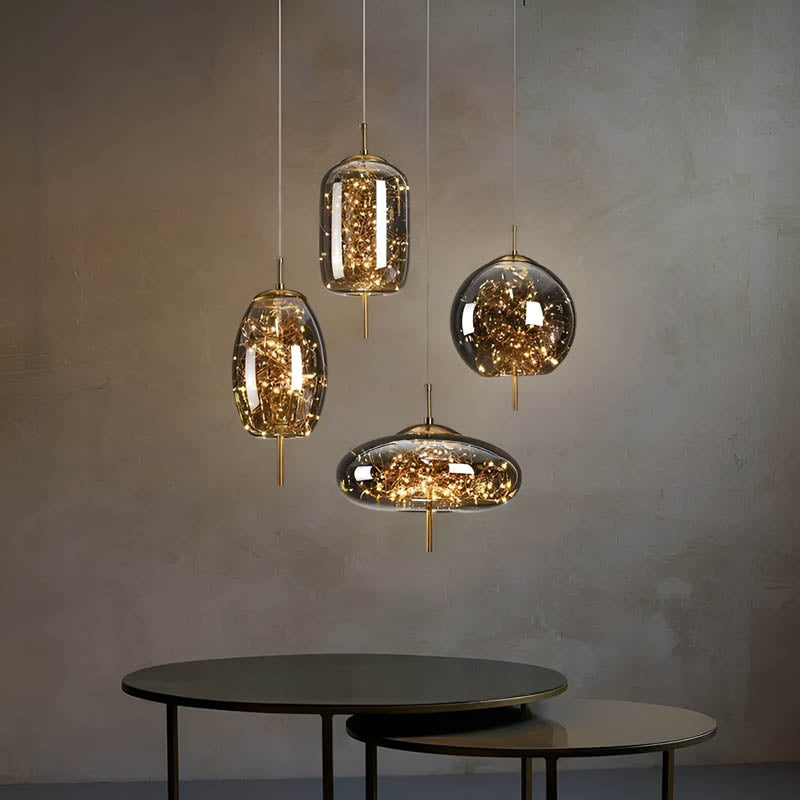 Brown Glass Pendant Light Fixture - Modern Design for Dining Room & Kitchen Lighting