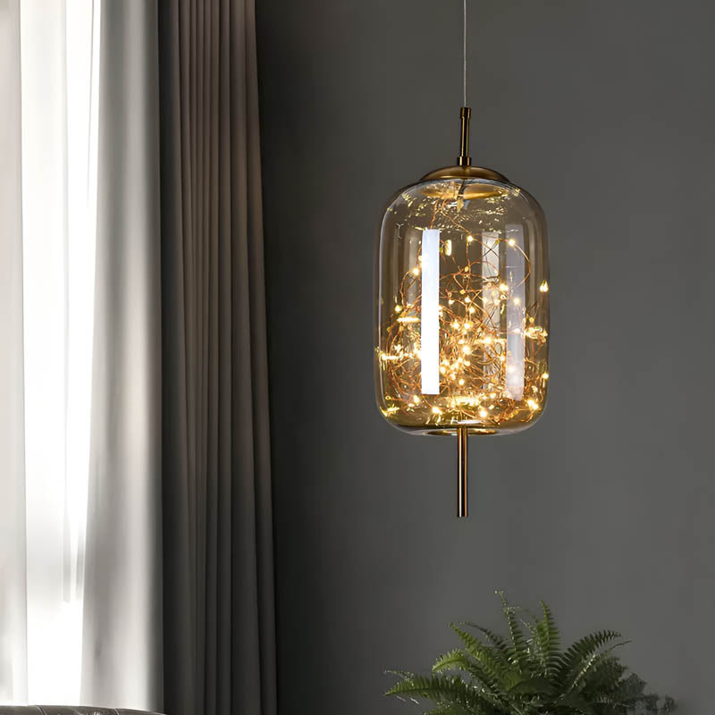 Brown Glass Pendant Light Fixture - Modern Design for Dining Room & Kitchen Lighting