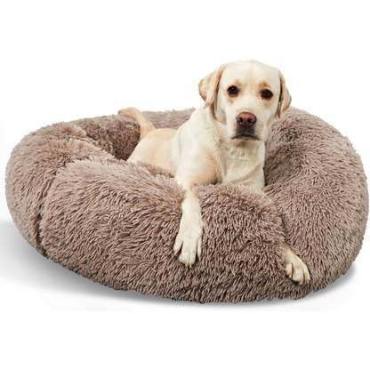 Orthopedic Donut Dog Bed | Plush Faux Fur, Memory Foam & Waterproof for Calming Comfort and Support for All Breeds