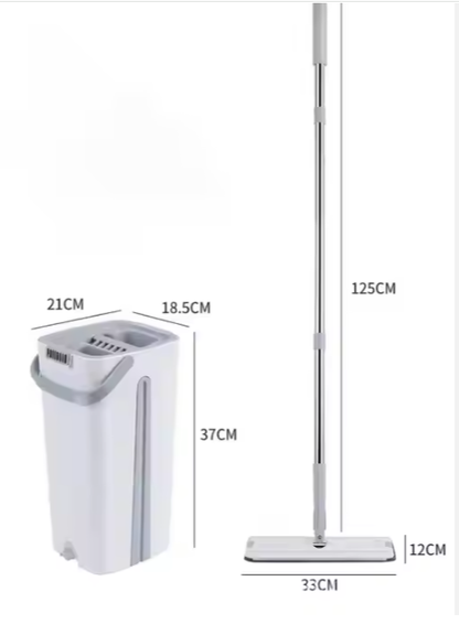 Flat Bottom Mop and Bucket Set | Aluminium Handle, 360° Rotating Head & Microfibre Pads for Efficient Home Cleaning