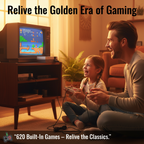 Classic Game Console with 620 Built-In Games | Plug-and-Play with Dual Controllers for Family Fun and Nostalgic Gaming