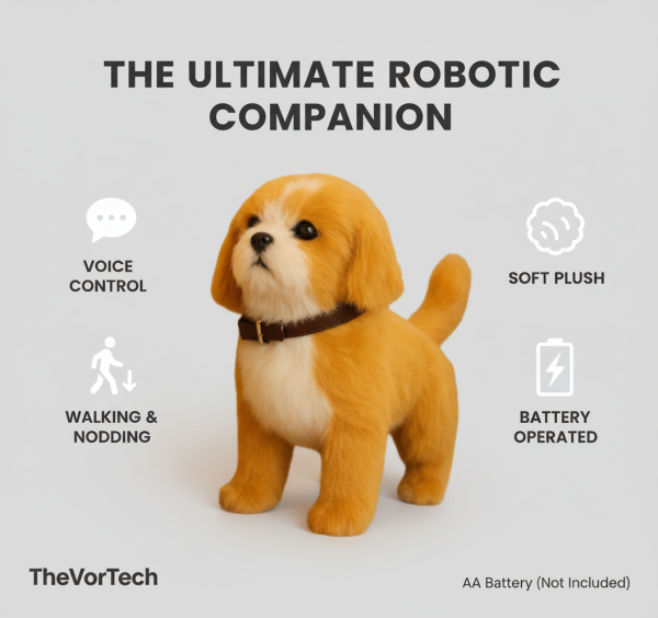 Interactive Plush Robot Dog | Voice-Controlled, Walking & Singing Toy for Kids Aged 3-12