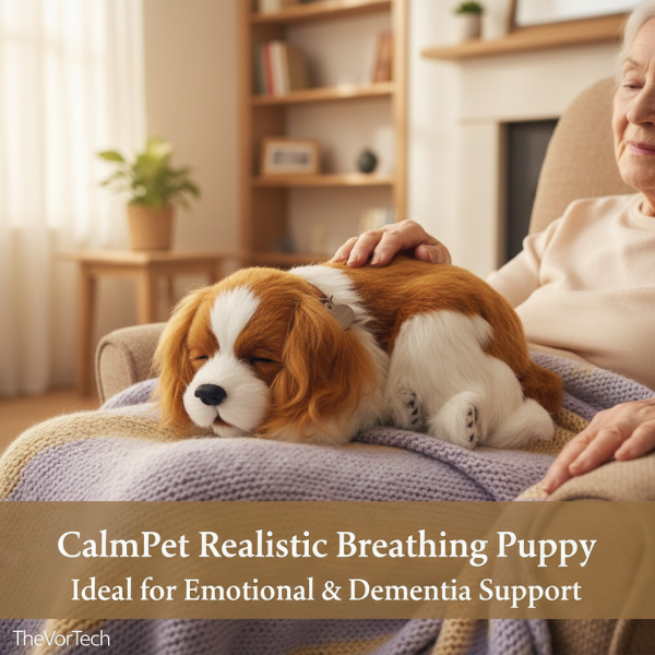 Realistic Breathing Puppy | Therapeutic Plush Companion for Anxiety Relief & Emotional Support for Adults and Seniors