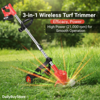 3-in-1 Wireless Turf Trimmer | Powerful Motor, Adjustable Length & Ideal for Lawn Care and Gardening