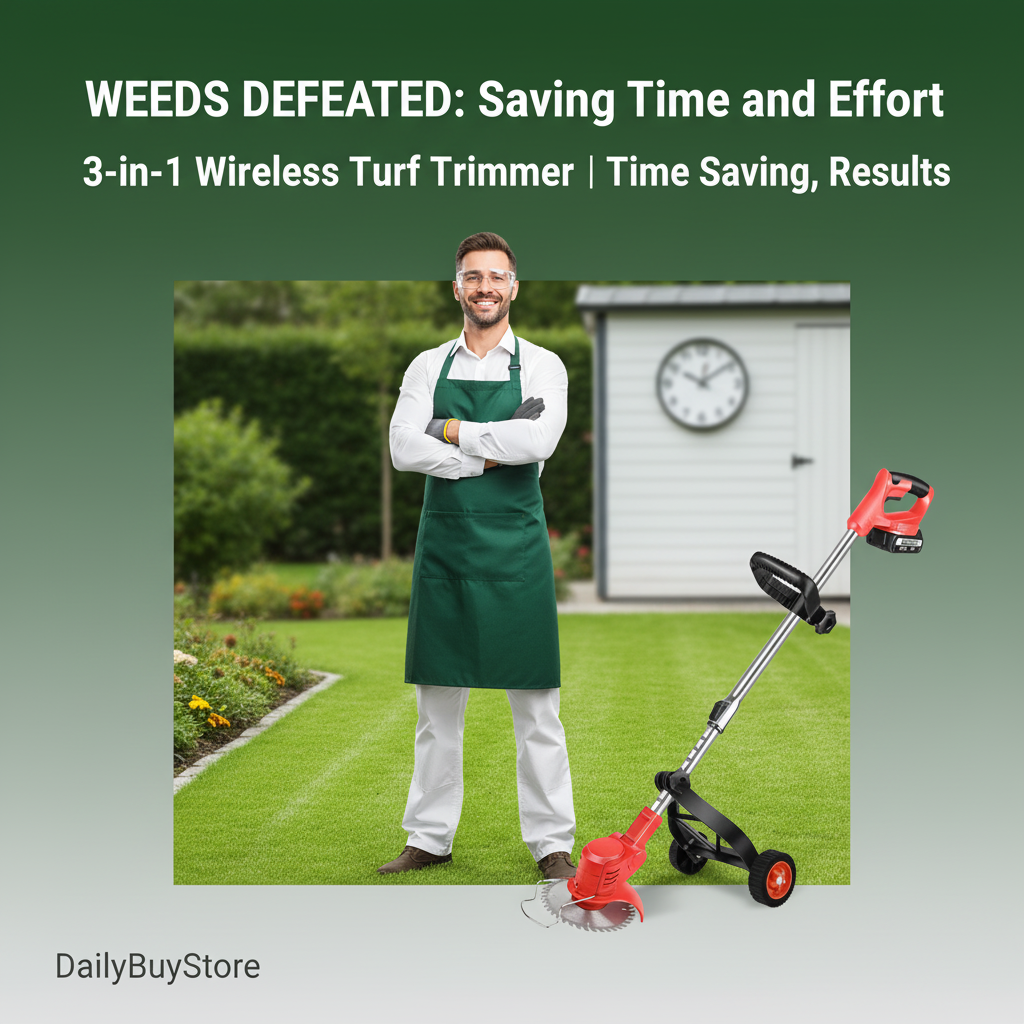 3-in-1 Wireless Turf Trimmer | Powerful Motor, Adjustable Length & Ideal for Lawn Care and Gardening