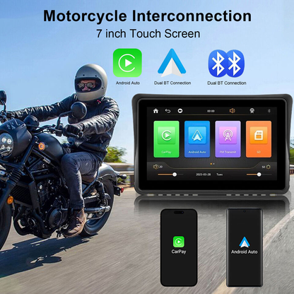 Motorcycle CarPlay Touchscreen Device | Wireless, Waterproof 7-Inch HD Screen for Navigation & Multimedia Access