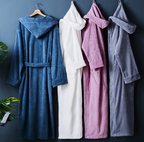 Cotton Towel Bath Gown with Adjustable Belt – Comfortable Long Housecoat Robe