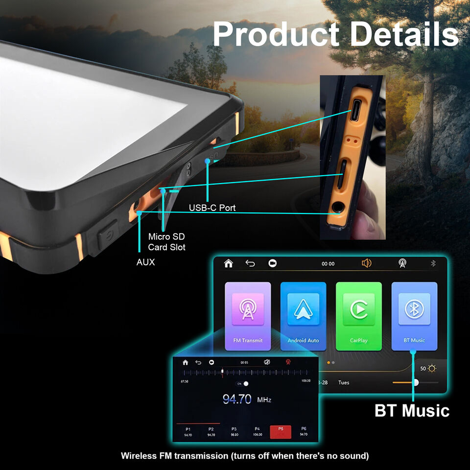 Motorcycle CarPlay Touchscreen Device | Wireless, Waterproof 7-Inch HD Screen for Navigation & Multimedia Access