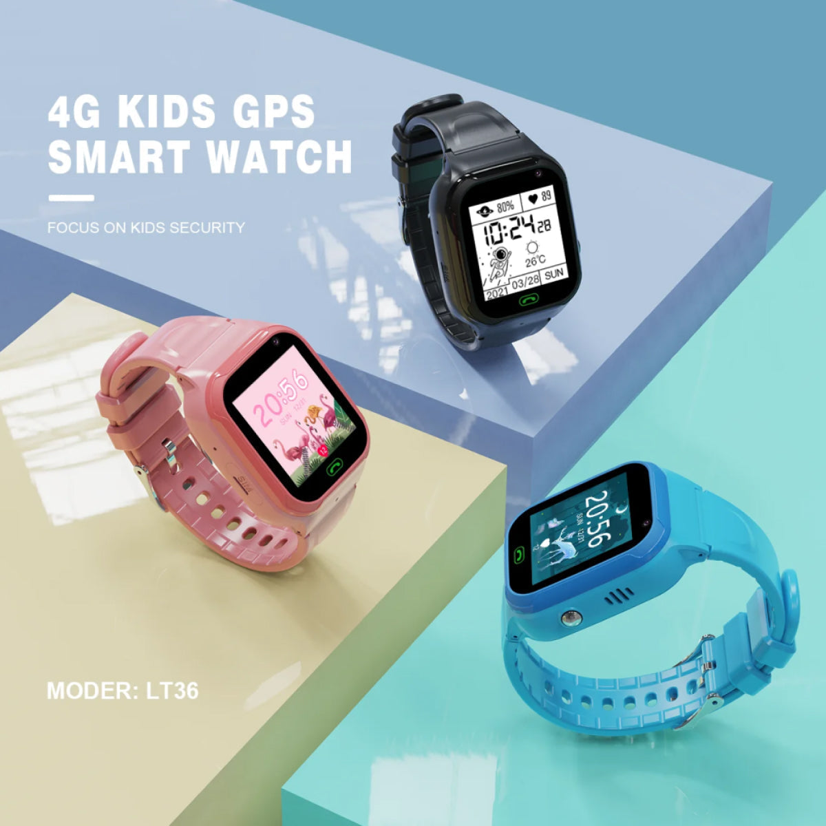 Kids Smart Watch GPS Tracker with Touch Screen, Waterproof Design, Adjustable Band, for Outdoor Activities & Daily Use