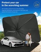 Retractable Car Umbrella Shade for Front Windscreen - Sun Protection with Auto Folding Design