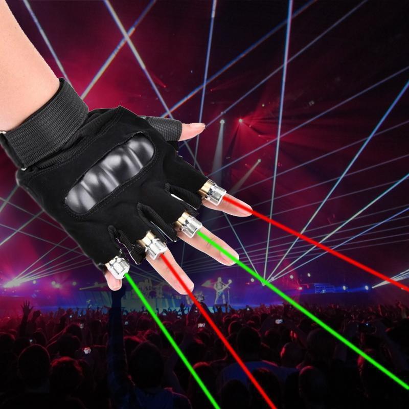 Rechargeable Laser Gloves | 8 High-Power Green & Red Lasers for Discotheques and Light Shows