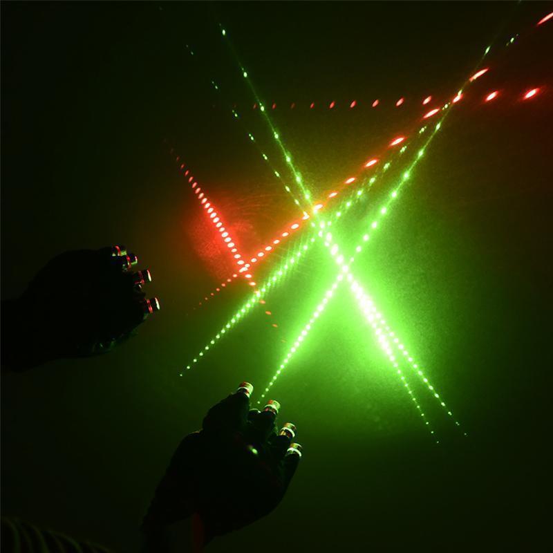 Rechargeable Laser Gloves | 8 High-Power Green & Red Lasers for Discotheques and Light Shows