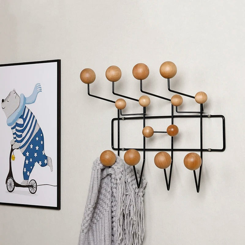 Wall-Mounted Coat Hanger Rack with Hooks for Entryway & Hallway Organization