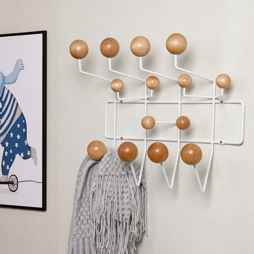Wall-Mounted Coat Hanger Rack with Hooks for Entryway & Hallway Organization
