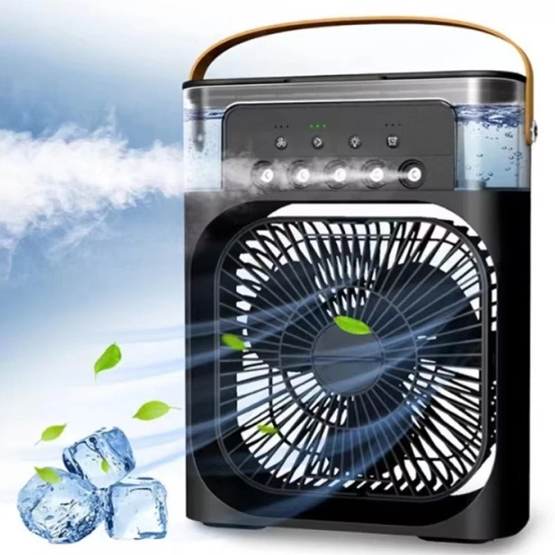 Portable 3-in-1 Air Cooler Fan | Ice Water Humidifier with 7-Color Light & 500mL Tank for Room, Desk & Camping