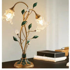 French Floral Table Lamp with Adjustable Shade for Living Room & Bedroom Decor