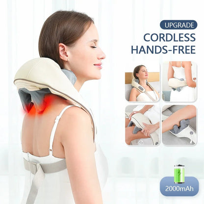 Neck and Back Massager | 3D Massage Heads, Heat Function & Hands-Free Design for Full-Body Relaxation