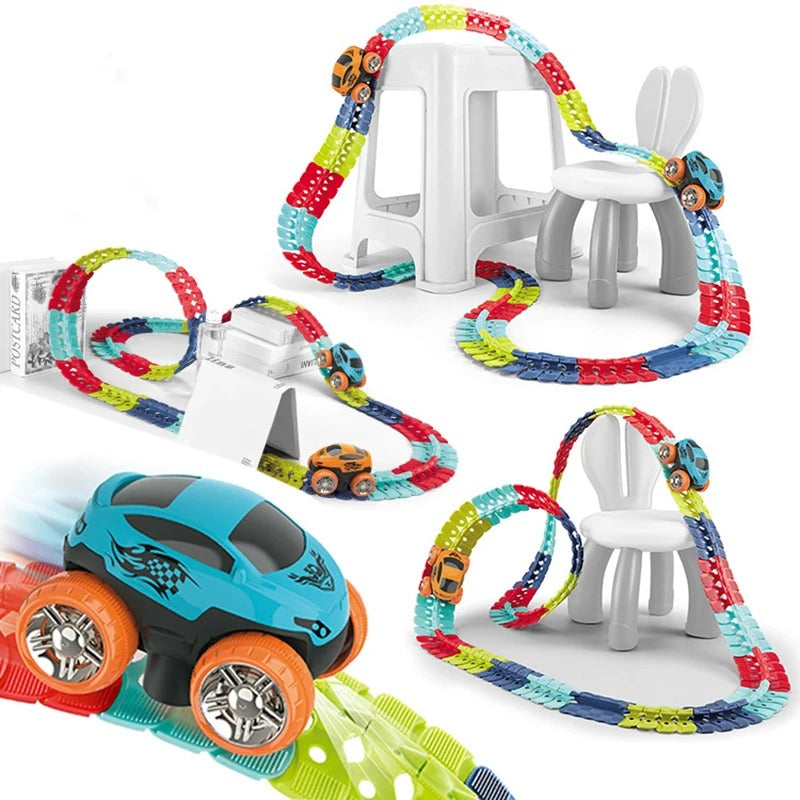Gravity Car & Track Set | Glow-in-the-Dark, Easy Assembly & Ideal for Kids' Imaginative Racing Adventures