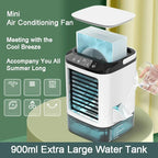 Ultra Quiet Portable Air Cooler | Below 36dB Mute Fan with Dual Atomization, 900mL Tank & Ice Box for Bedroom Sleep