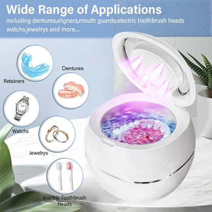 Ultrasonic Retainer & Denture Cleaner with UV lights - Ideal for Jewelry, Dentures, Watches and More