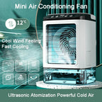 Ultra Quiet Portable Air Cooler | Below 36dB Mute Fan with Dual Atomization, 900mL Tank & Ice Box for Bedroom Sleep