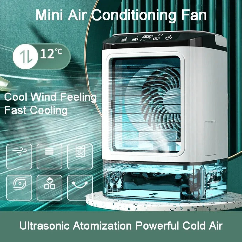 Ultra Quiet Portable Air Cooler | Below 36dB Mute Fan with Dual Atomization, 900mL Tank & Ice Box for Bedroom Sleep