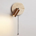 Rotatable Travertine Bedside Wall Lamp with Adjustable Arm for Bedroom Lighting