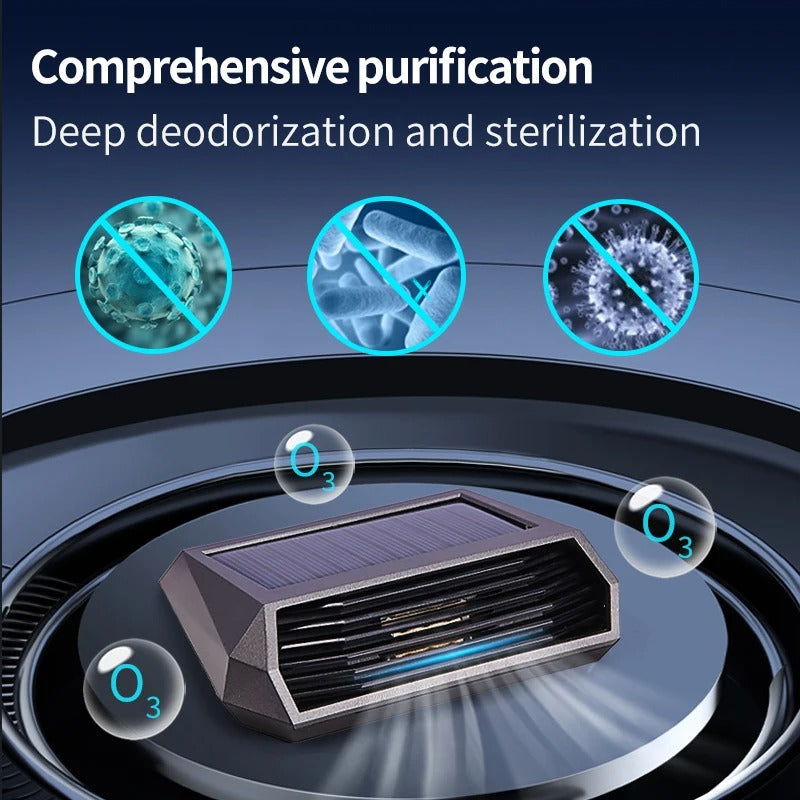 Solar Car Air Purifier | Ozone & Negative Ion Technology with Built-in Parking Number Plate for Clean Air & Convenience