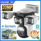 20MP Four-Screen WiFi Security Camera | 10X Optical Zoom, Waterproof & Ideal for Home and Business Surveillance