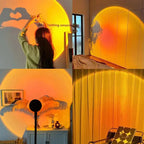 LED Sunset Projector Lamp with 16 Colors and Remote Control - USB Table Lamp for Bedroom & Night Light