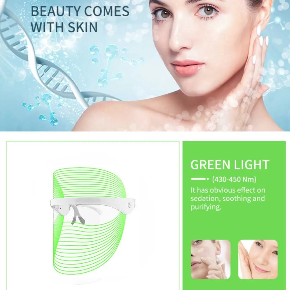 LED Light Therapy Mask | 7-Color Rechargeable Facial Treatment for Wrinkles, Acne & Skin Rejuvenation