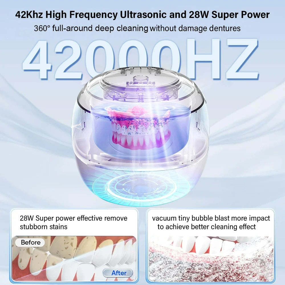 Ultrasonic Retainer & Denture Cleaner with UV lights - Ideal for Jewelry, Dentures, Watches and More
