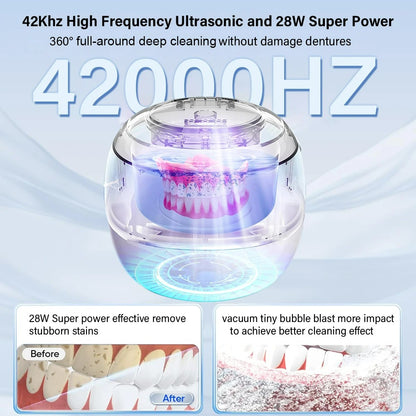 Ultrasonic Retainer & Denture Cleaner with UV lights - Ideal for Jewelry, Dentures, Watches and More