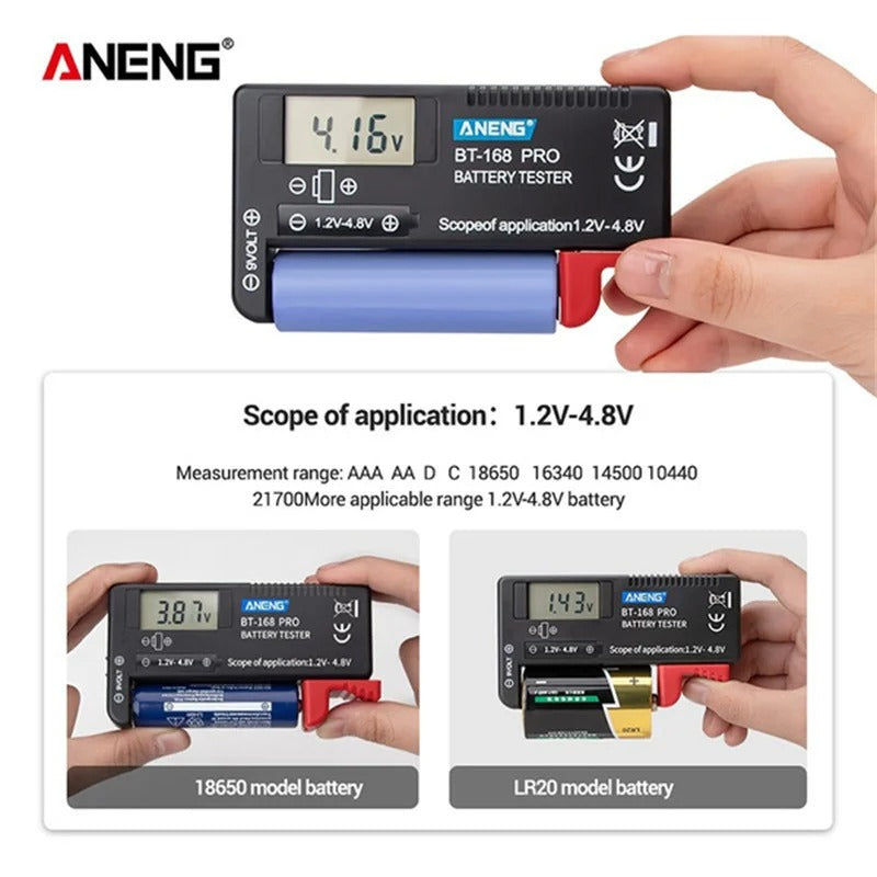 Digital Battery Tester | LCD Display for AAA, AA, Button Cell & CDN Batteries | Ideal for Home Electronics & Gadgets