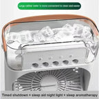 Portable 3-in-1 Air Cooler Fan | Ice Water Humidifier with 7-Color Light & 500mL Tank for Room, Desk & Camping