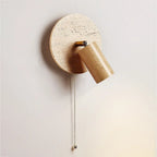 Rotatable Travertine Bedside Wall Lamp with Adjustable Arm for Bedroom Lighting