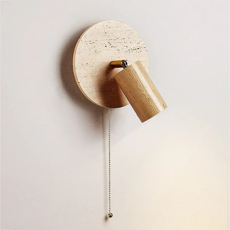 Rotatable Travertine Bedside Wall Lamp with Adjustable Arm for Bedroom Lighting