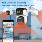 20MP Four-Screen WiFi Security Camera | 10X Optical Zoom, Waterproof & Ideal for Home and Business Surveillance