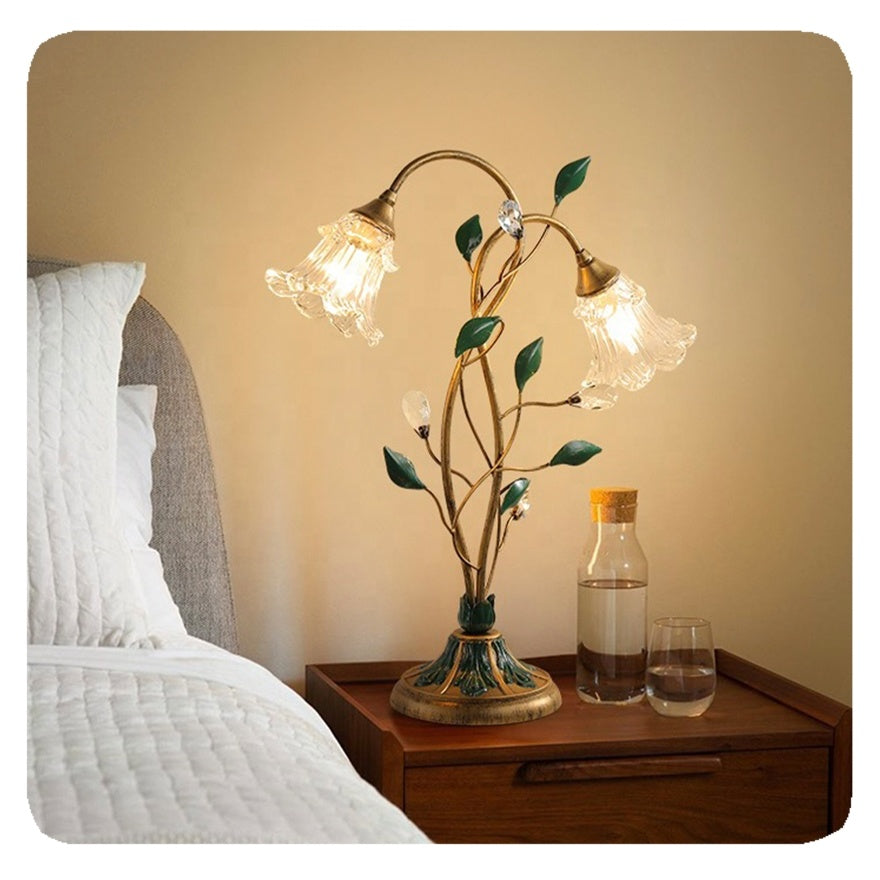 LED Table Lamp with Floral Design for Bedroom & Living Room Lighting