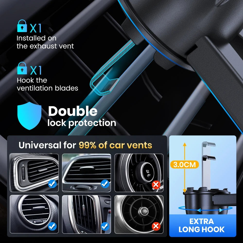 Universal Car Phone Holder | Gravity-Based Automatic Clamp & Air Vent Clip for All Smartphones