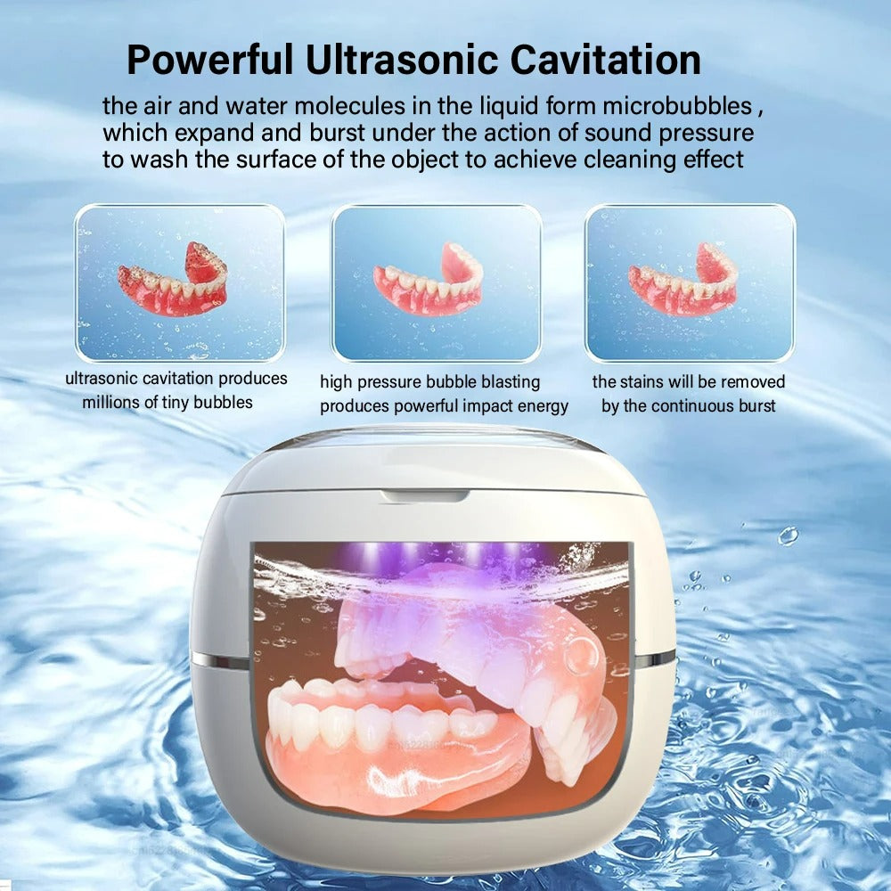 Ultrasonic Retainer & Denture Cleaner with UV lights - Ideal for Jewelry, Dentures, Watches and More