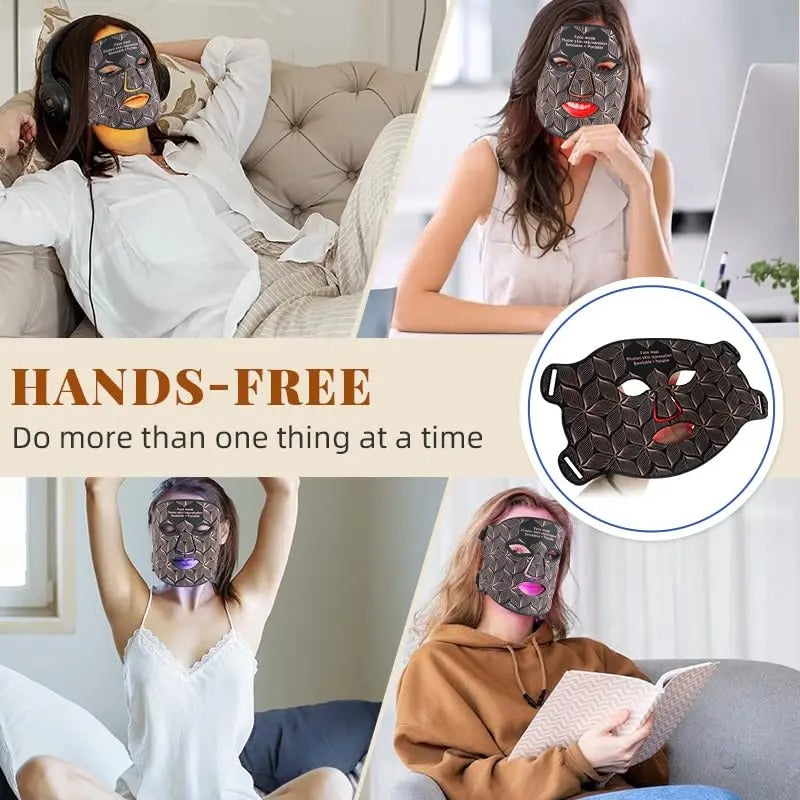 Infrared LED Facial Mask | Flexible Silicone Design with 8 Color Modes for Skin Rejuvenation & Anti-Aging Treatment at Home