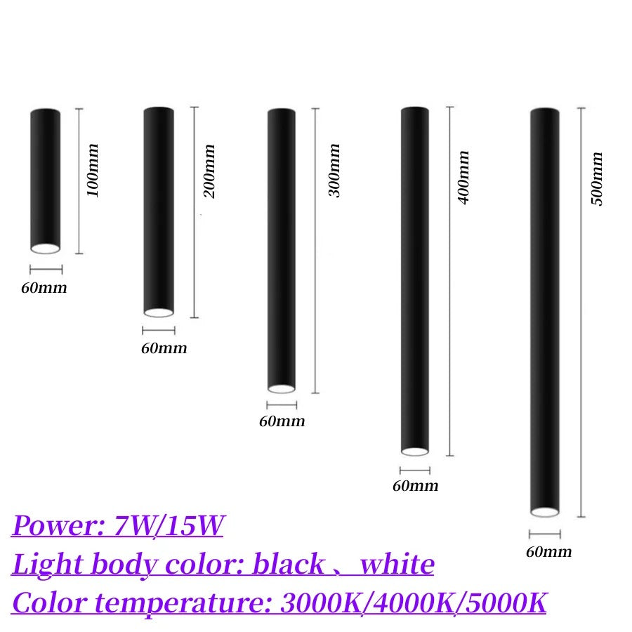 LED Surface Mounted Downlight - Black Finish, 12W, Adjustable Brightness for Kitchen, Living Room & Office Lighting