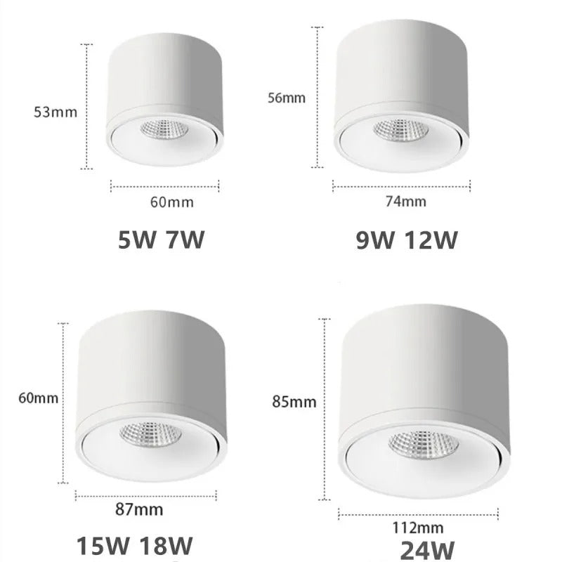 LED Surface Mounted Downlight Fixture - Adjustable Brightness, Modern Design for Home & Office Lighting