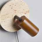 Rotatable Travertine Bedside Wall Lamp with Adjustable Arm for Bedroom Lighting