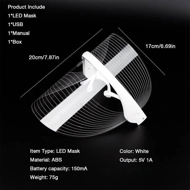 LED Light Therapy Mask | 7-Color Rechargeable Facial Treatment for Wrinkles, Acne & Skin Rejuvenation