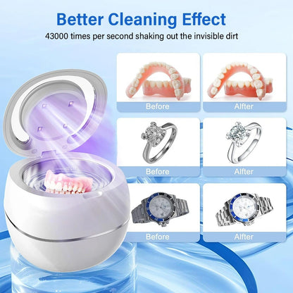 Ultrasonic Retainer & Denture Cleaner with UV lights - Ideal for Jewelry, Dentures, Watches and More