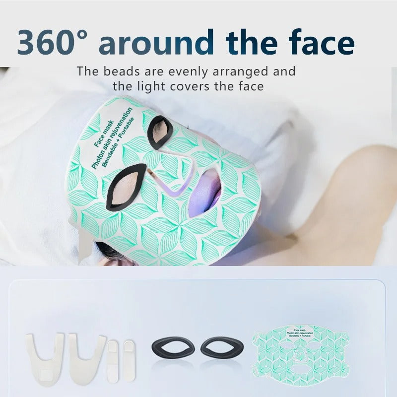 Infrared LED Facial Mask | Flexible Silicone Design with 8 Color Modes for Skin Rejuvenation & Anti-Aging Treatment at Home