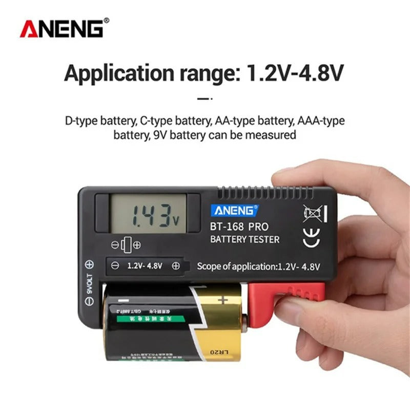 Digital Battery Tester | LCD Display for AAA, AA, Button Cell & CDN Batteries | Ideal for Home Electronics & Gadgets